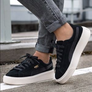 puma leather platform sneakers